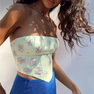 Princess Polly IVY BUSTIER YELLOW FLORAL